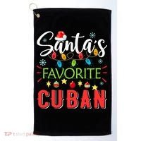 Santa's Favorite Cuban Xmas Light Santa Hat Christmas Gift Golf Towel thumb 0
