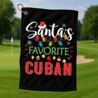Santa's Favorite Cuban Xmas Light Santa Hat Christmas Gift Golf Towel thumb 1