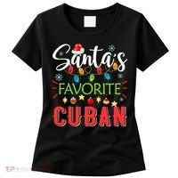 Santa's Favorite Cuban Xmas Light Santa Hat Christmas Gift Women's T-Shirt thumb 0