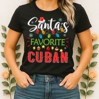 Santa's Favorite Cuban Xmas Light Santa Hat Christmas Gift Women's T-Shirt thumb 2