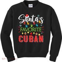 Santa's Favorite Cuban Xmas Light Santa Hat Christmas Gift Kids Sweatshirt thumb 0
