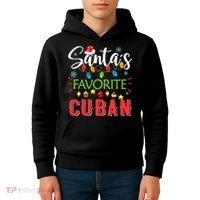 Santa's Favorite Cuban Xmas Light Santa Hat Christmas Gift Kids Hoodie thumb 4