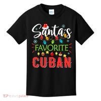 Santa's Favorite Cuban Xmas Light Santa Hat Christmas Gift Kids T-Shirt thumb 0