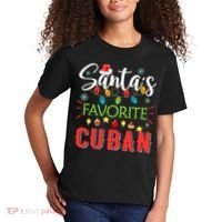 Santa's Favorite Cuban Xmas Light Santa Hat Christmas Gift Kids T-Shirt thumb 2