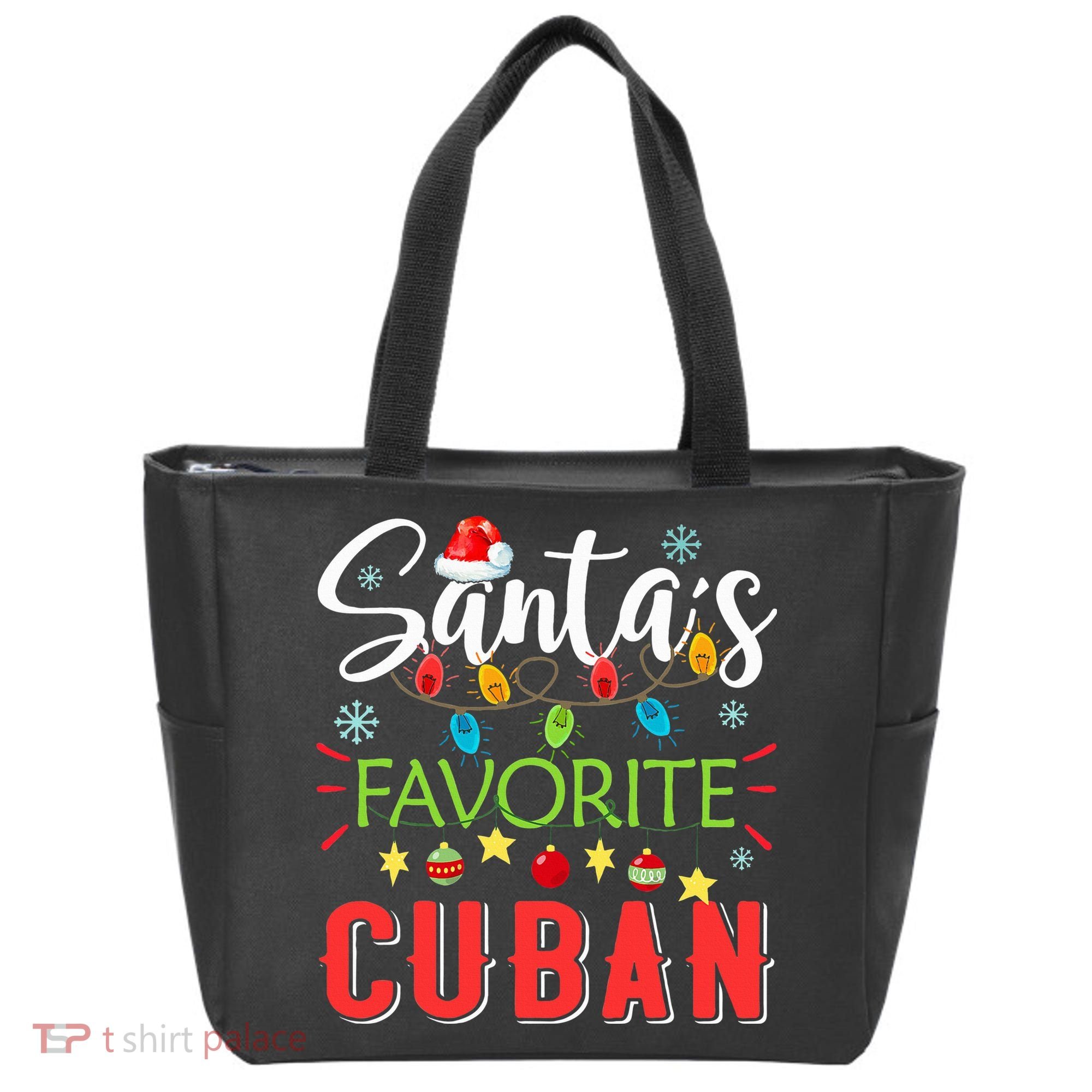 Santa's Favorite Cuban Xmas Light Santa Hat Christmas Gift Tote Bag