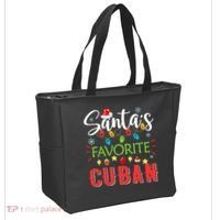 Santa's Favorite Cuban Xmas Light Santa Hat Christmas Gift Tote Bag thumb 2