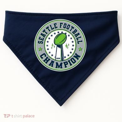 Seattle Football Champion 2026 Emblem USA-Made Doggie Bandana