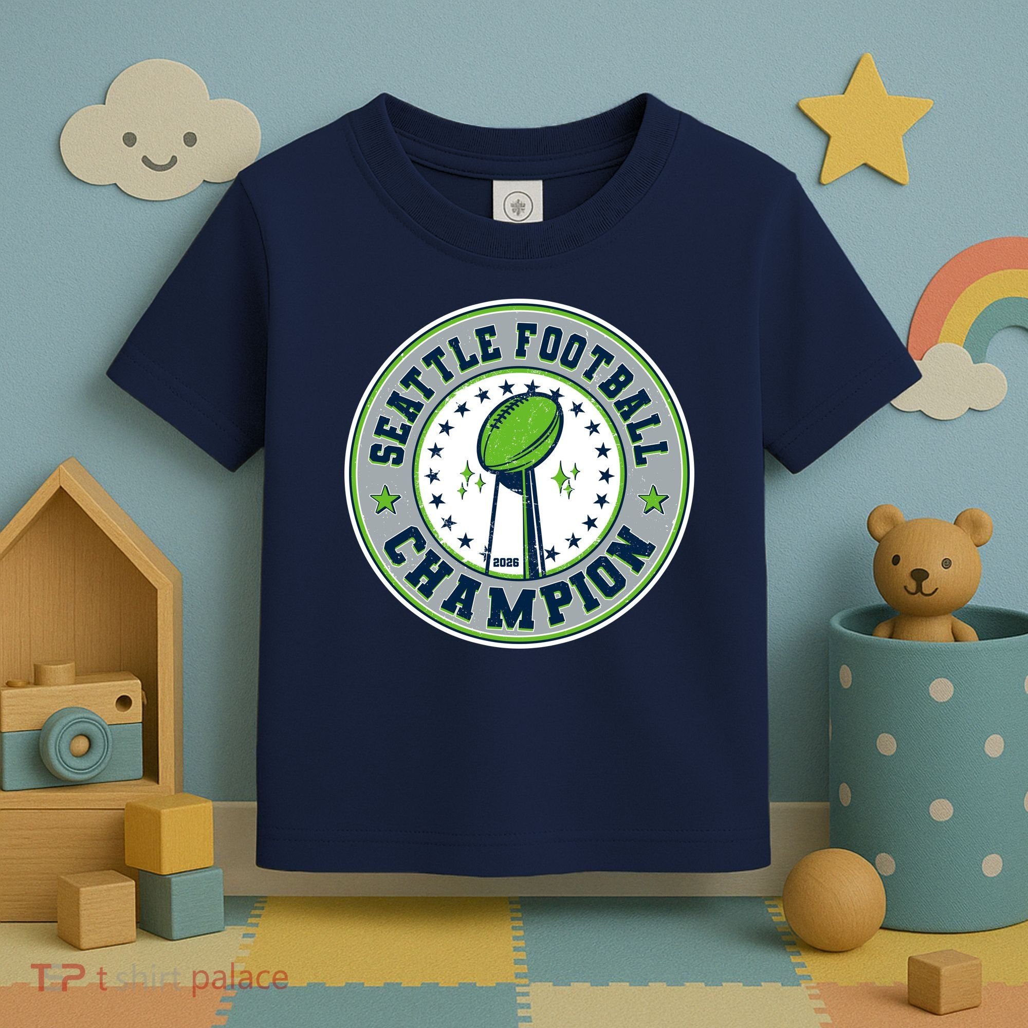 Seattle Football Champion 2026 Emblem Toddler T-Shirt