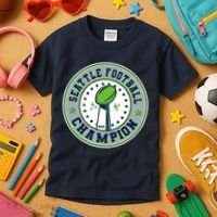 Seattle Football Champion 2026 Emblem Kids T-Shirt thumb 3
