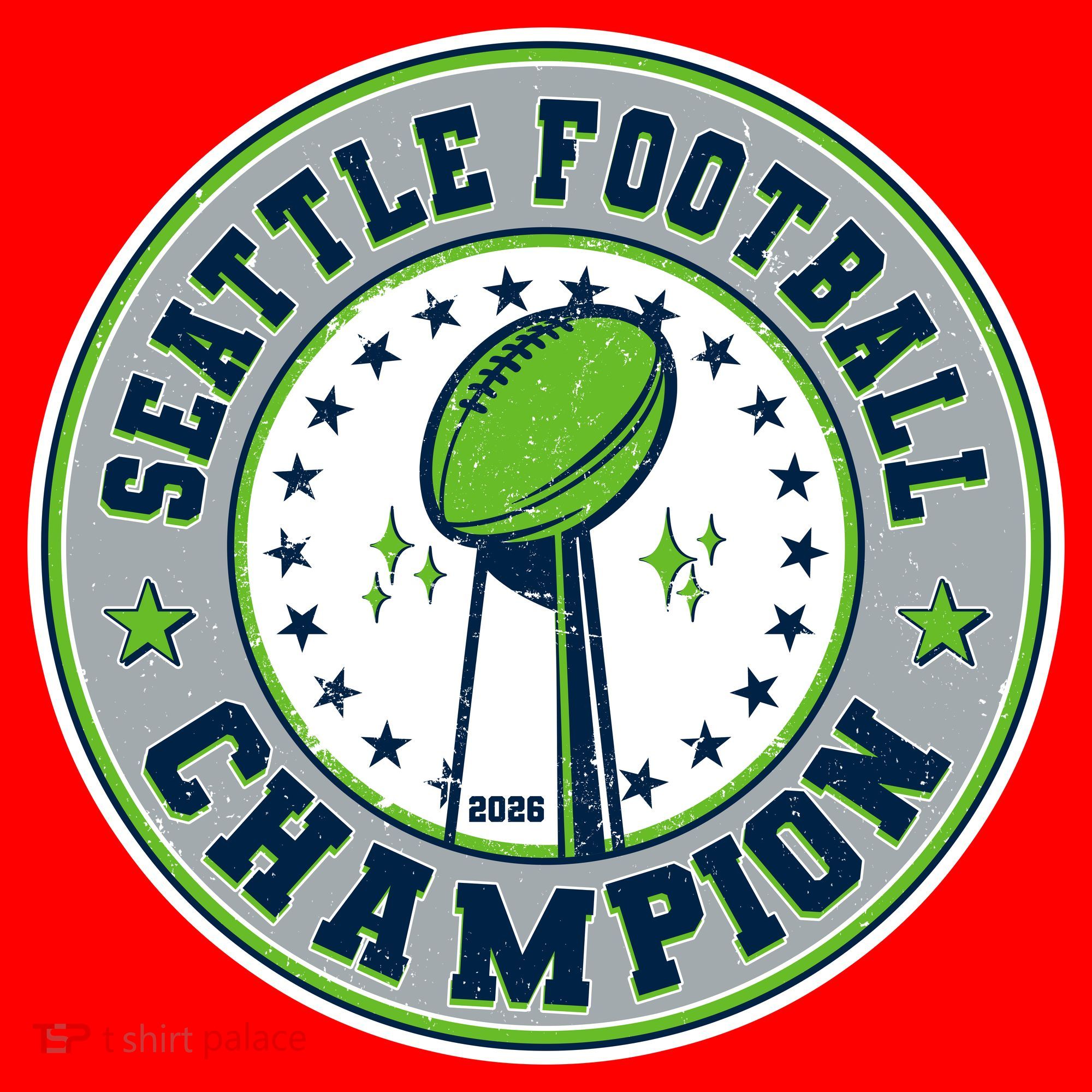 Seattle Football Champion 2026 Emblem Santa Hat