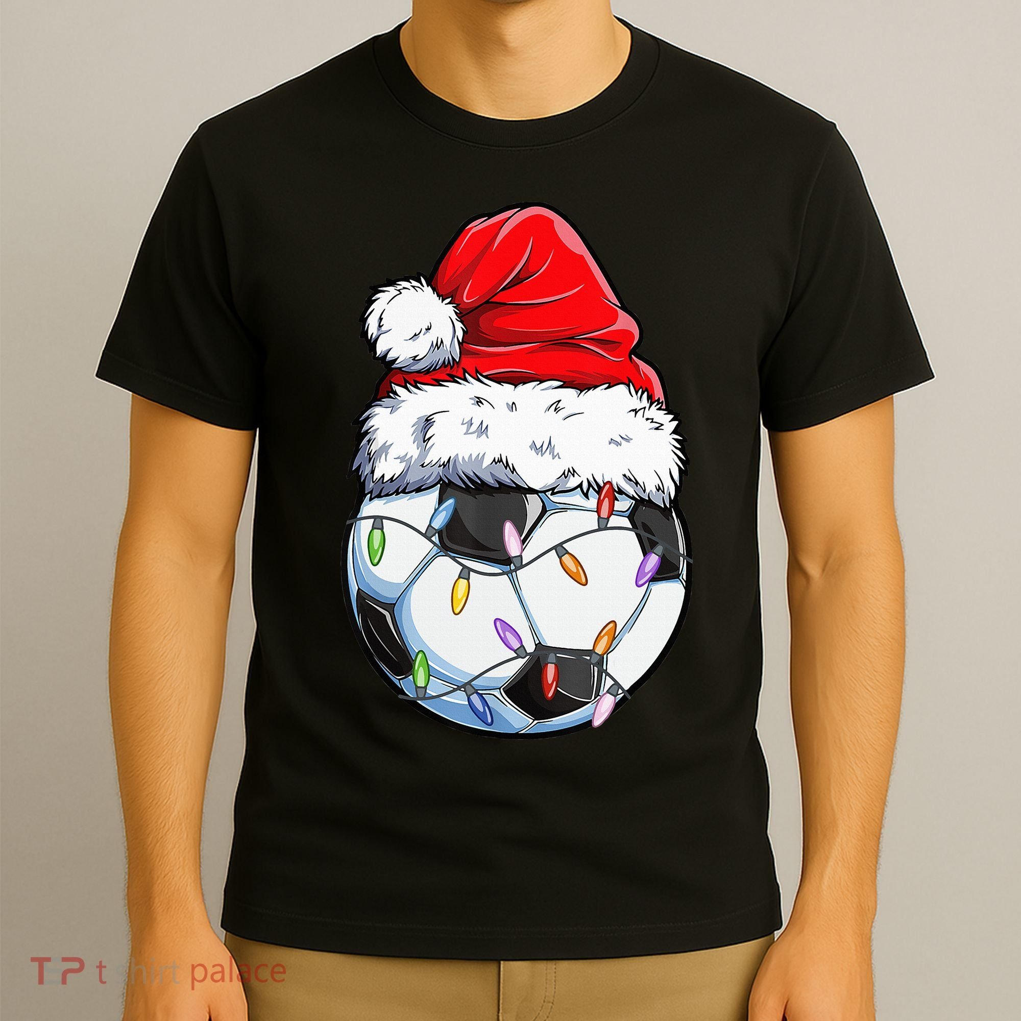 Soccer Football Christmas Santa Hat Hilarious Xmas Gift T-Shirt