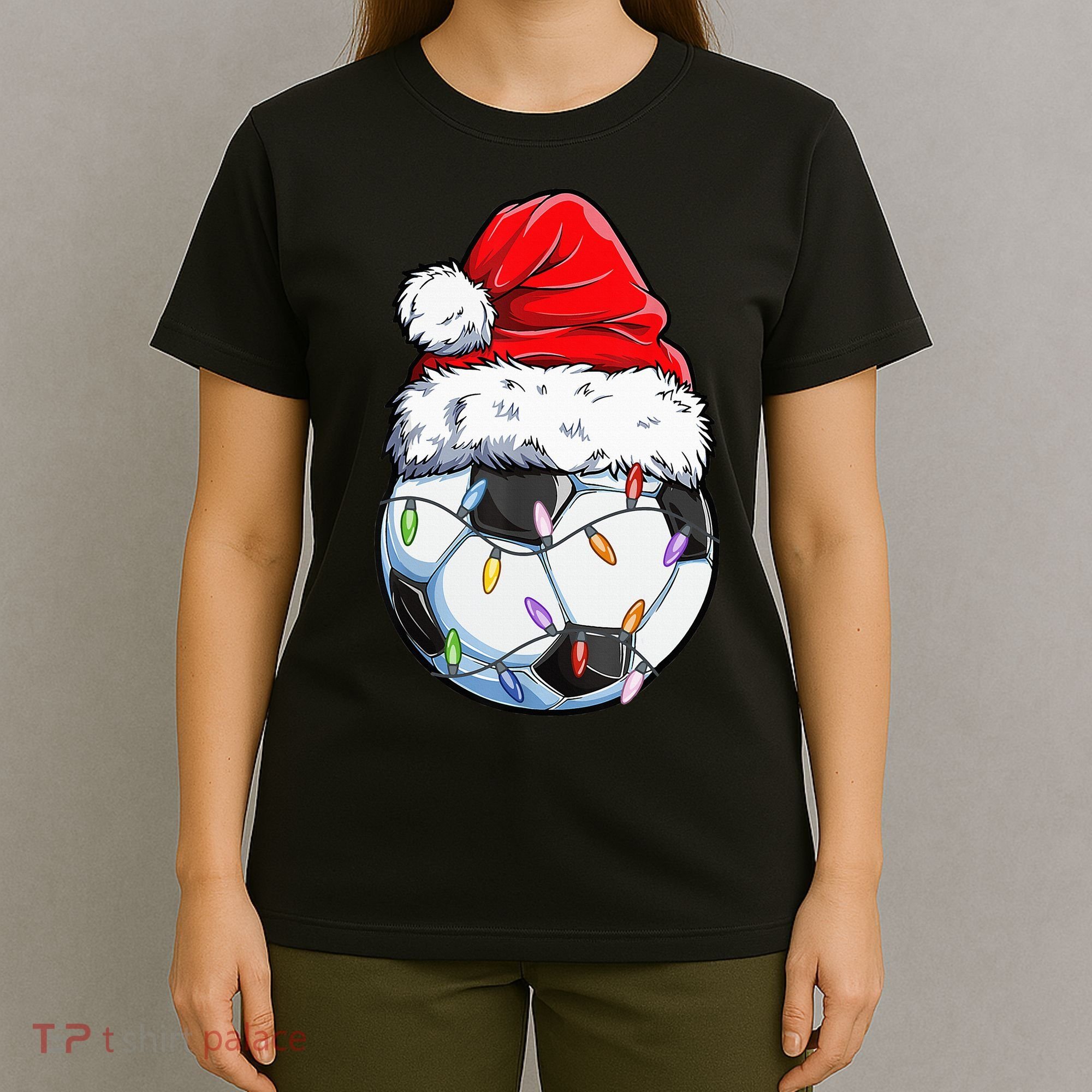 Soccer Football Christmas Santa Hat Hilarious Xmas Gift T-Shirt