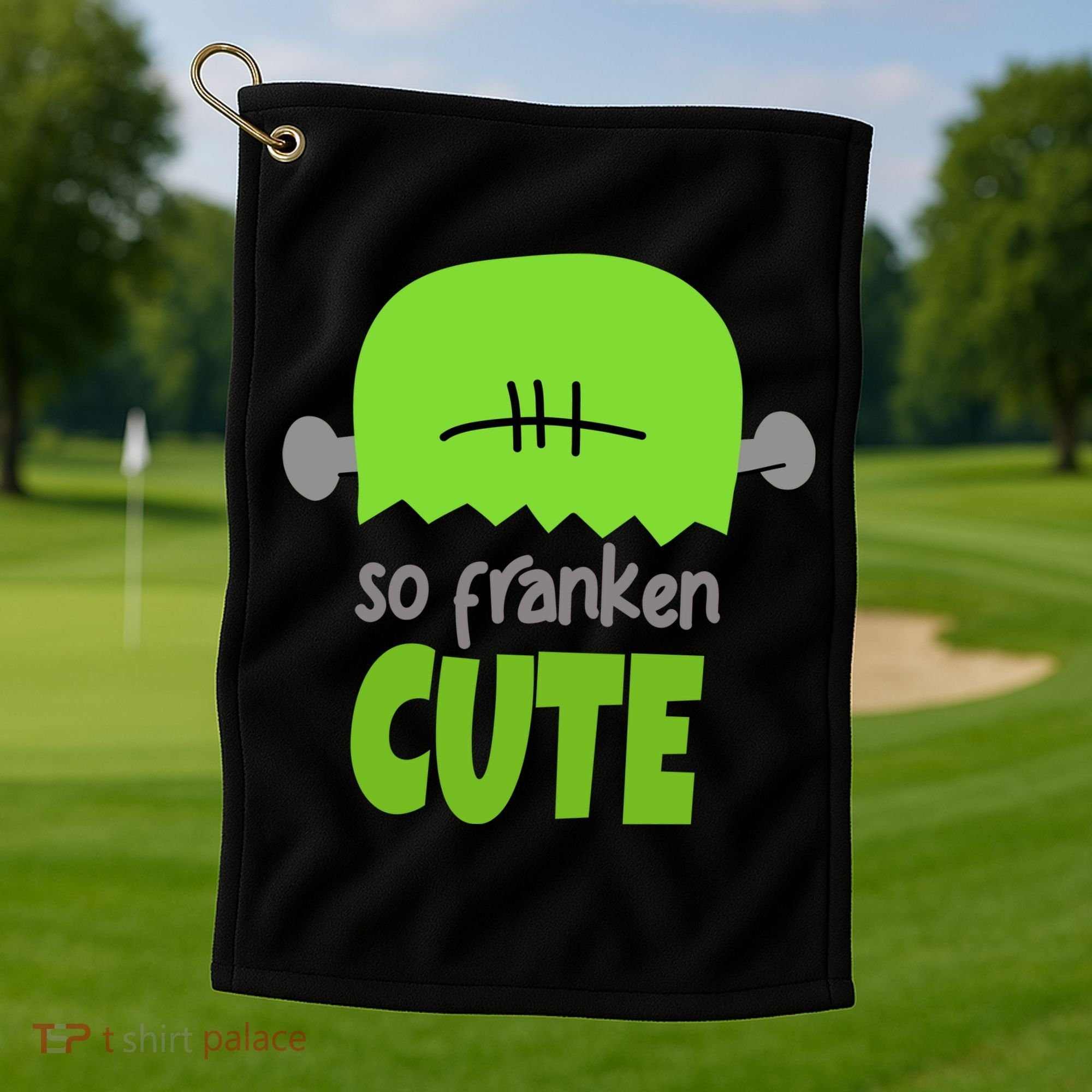 So Franken Cute Frankenstein Halloween Golf Towel