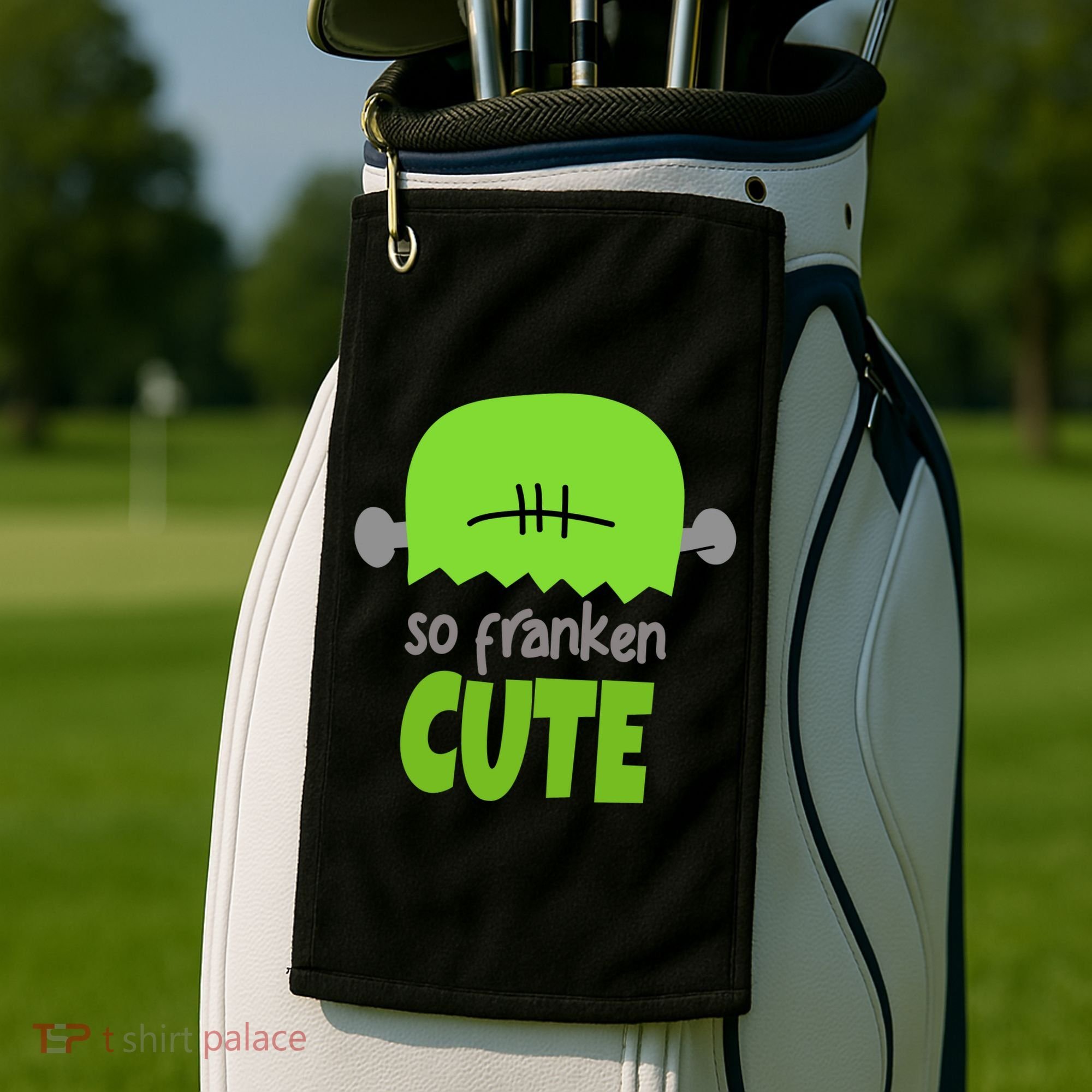 So Franken Cute Frankenstein Halloween Golf Towel