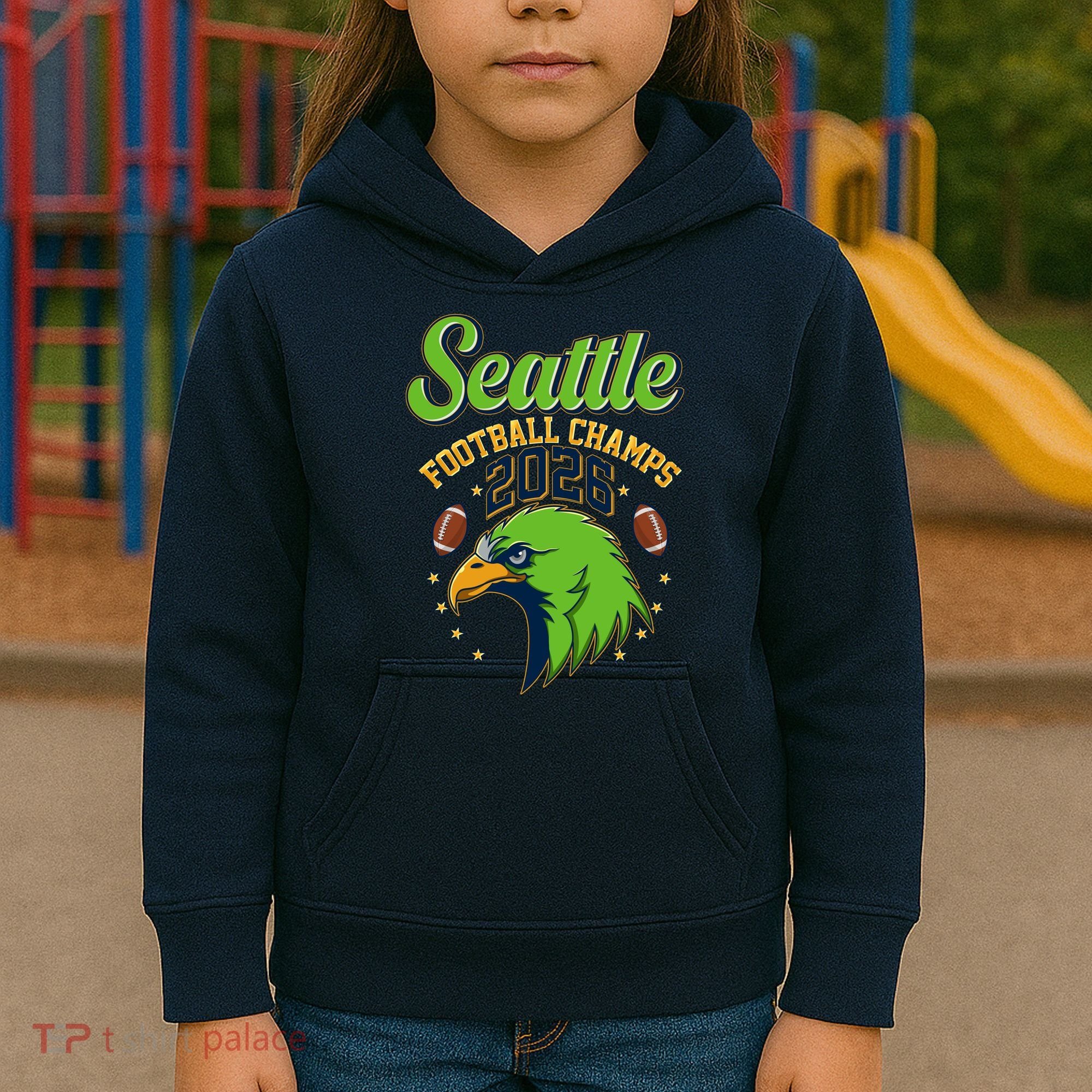 Seattle Football Champs 2026 Kids Hoodie