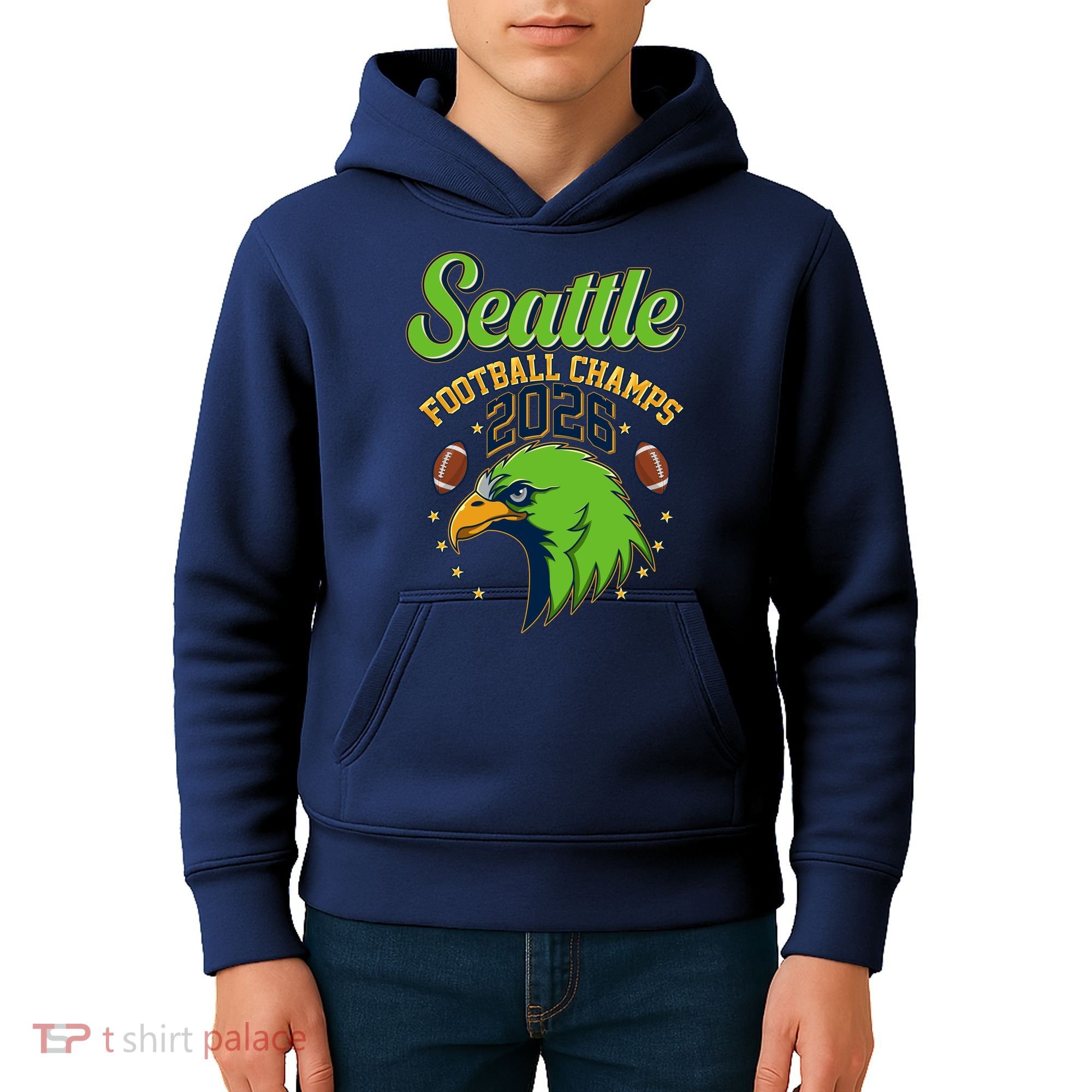 Seattle Football Champs 2026 Kids Hoodie