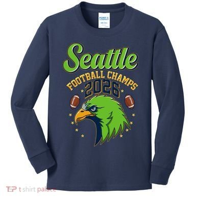 Seattle Football Champs 2026 Kids Long Sleeve Shirt