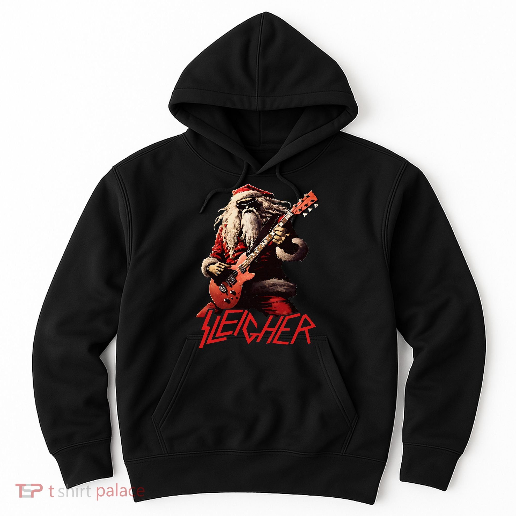 Sleigher Funny Christmas Heavy Metal Music Hoodie