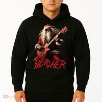 Sleigher Funny Christmas Heavy Metal Music Hoodie thumb 2