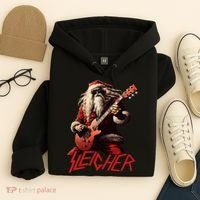 Sleigher Funny Christmas Heavy Metal Music Hoodie thumb 4