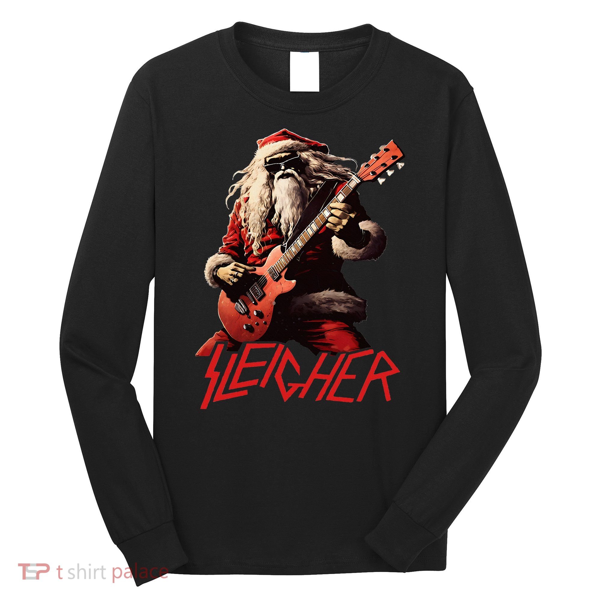 Sleigher Funny Christmas Heavy Metal Music Long Sleeve Shirt