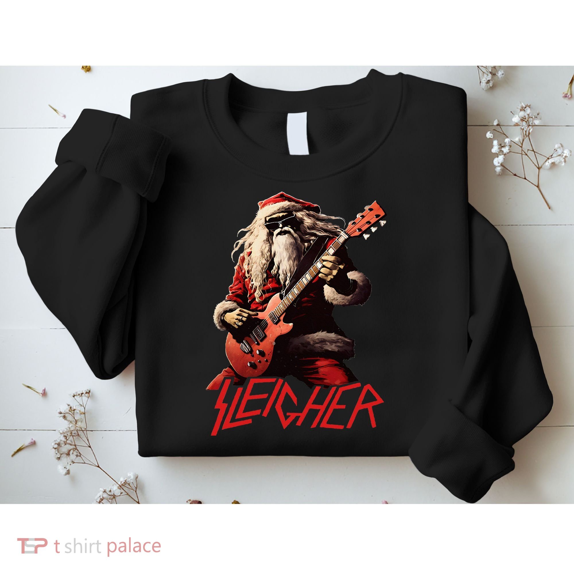 Sleigher Funny Christmas Heavy Metal Music Sweatshirt