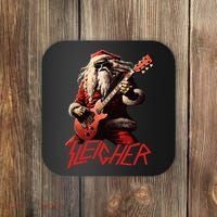 Sleigher Funny Christmas Heavy Metal Music Coaster thumb 0