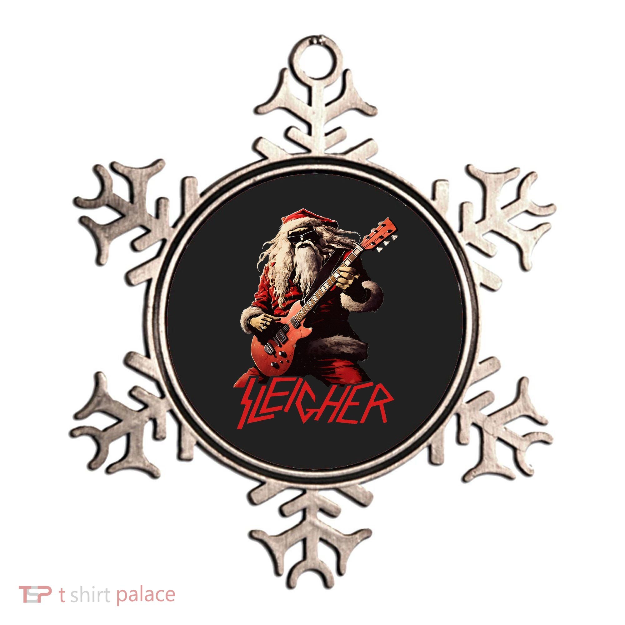 Sleigher Funny Christmas Heavy Metal Music Ornament