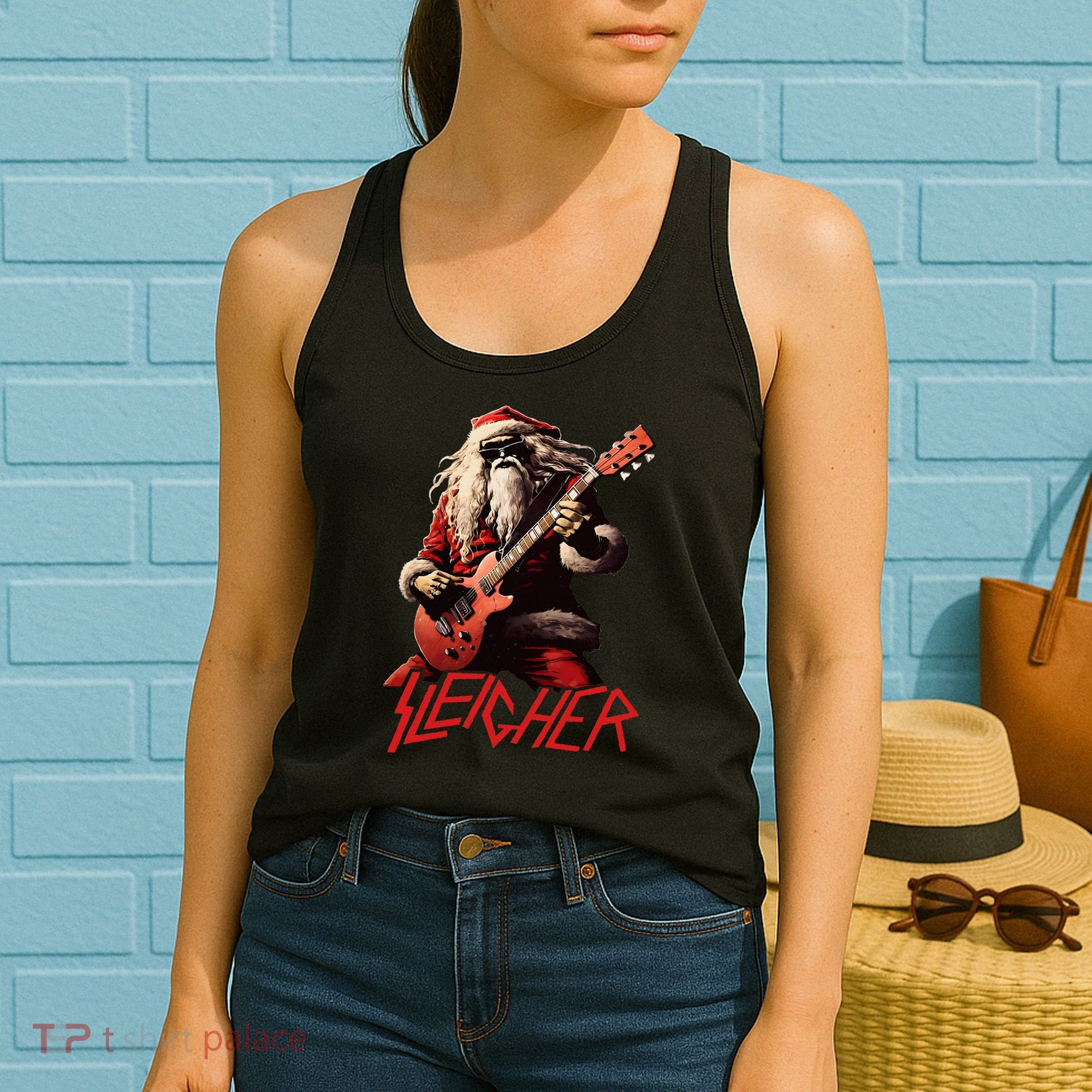 Sleigher Funny Christmas Heavy Metal Music Women's Tank Top