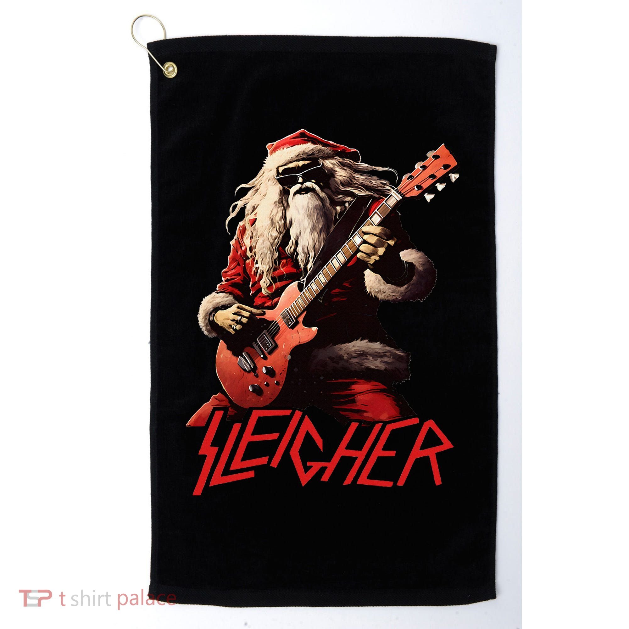 Sleigher Funny Christmas Heavy Metal Music Golf Towel