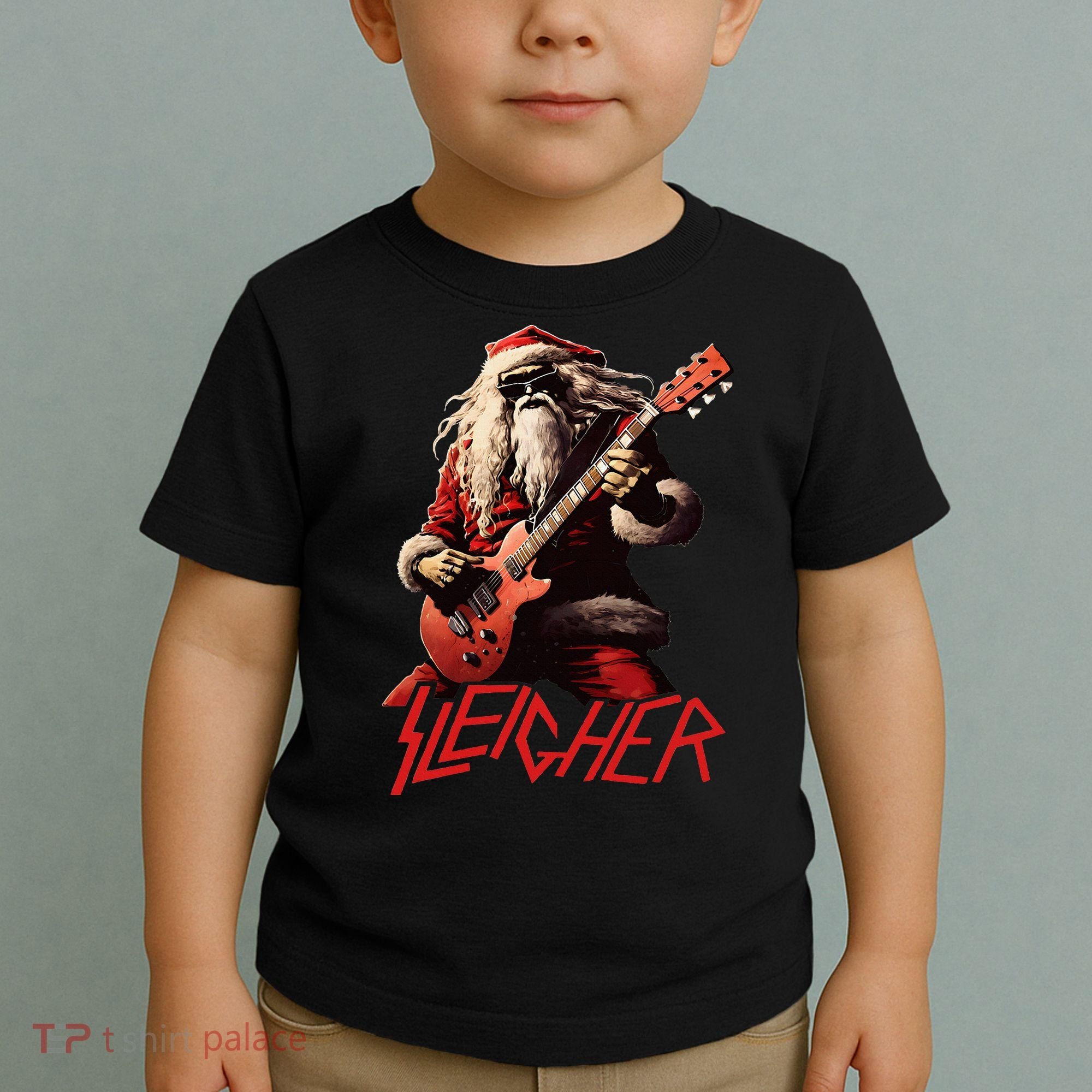 Sleigher Funny Christmas Heavy Metal Music Toddler T-Shirt
