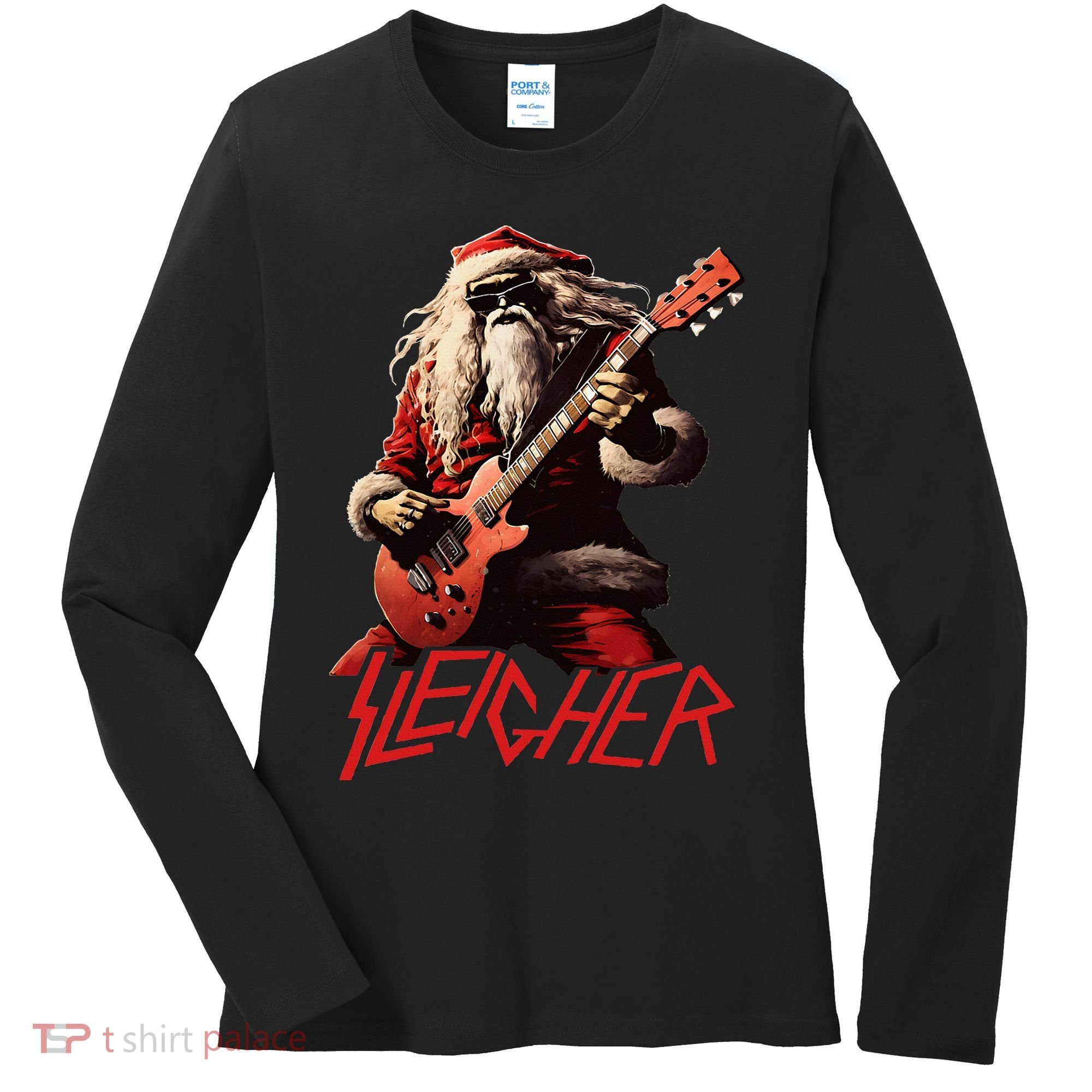 Sleigher Funny Christmas Heavy Metal Music Women's Long Sleeve Shirt