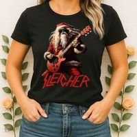 Sleigher Funny Christmas Heavy Metal Music Women's T-Shirt thumb 2