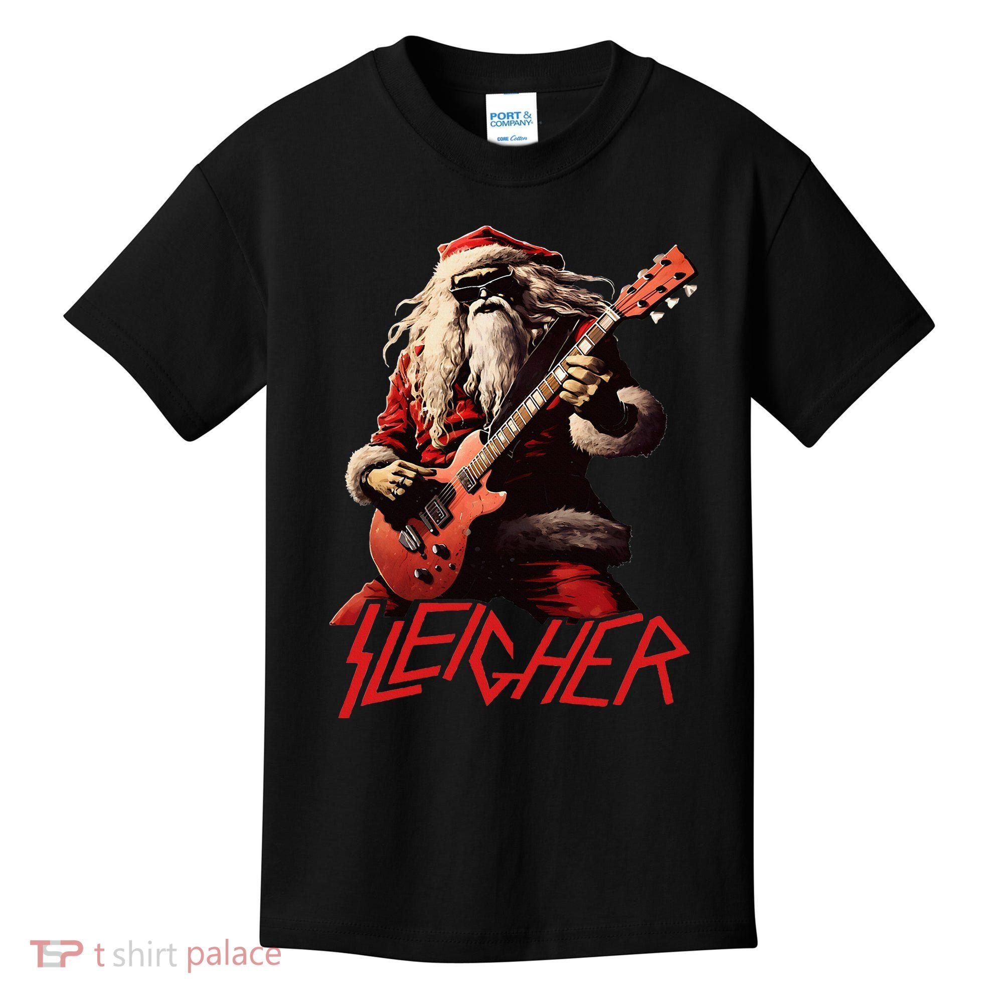 Sleigher Funny Christmas Heavy Metal Music Kids T-Shirt