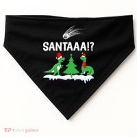 Santaa Funny Christmas Dinosaurs Meteor Xmas Humor Lover Funny Gift USA-Made Doggie Bandana thumb 0