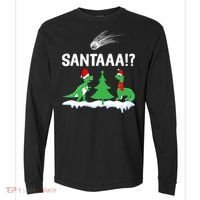 Santaa Funny Christmas Dinosaurs Meteor Xmas Humor Lover Funny Gift Comfort Colors Heavyweight Long Sleeve T-Shirt thumb 0