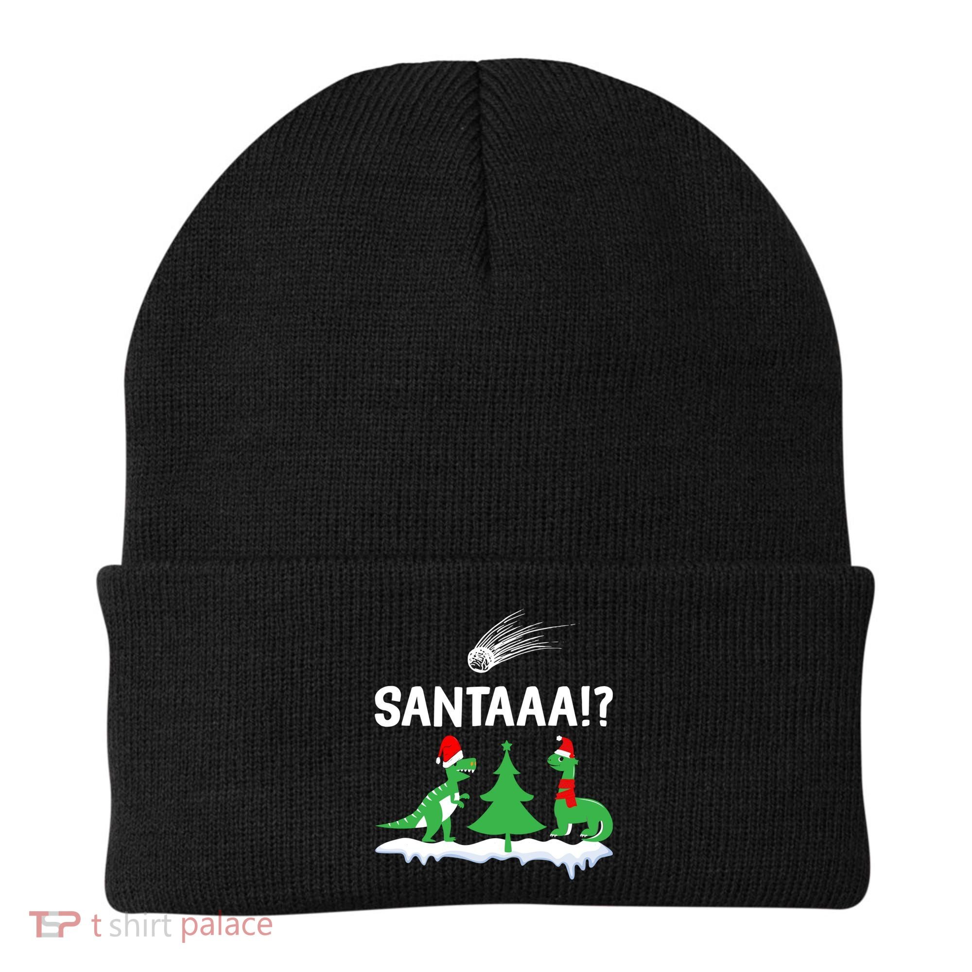 Santaa Funny Christmas Dinosaurs Meteor Xmas Humor Lover Funny Gift Beanie
