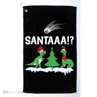 Santaa Funny Christmas Dinosaurs Meteor Xmas Humor Lover Funny Gift Golf Towel thumb 0