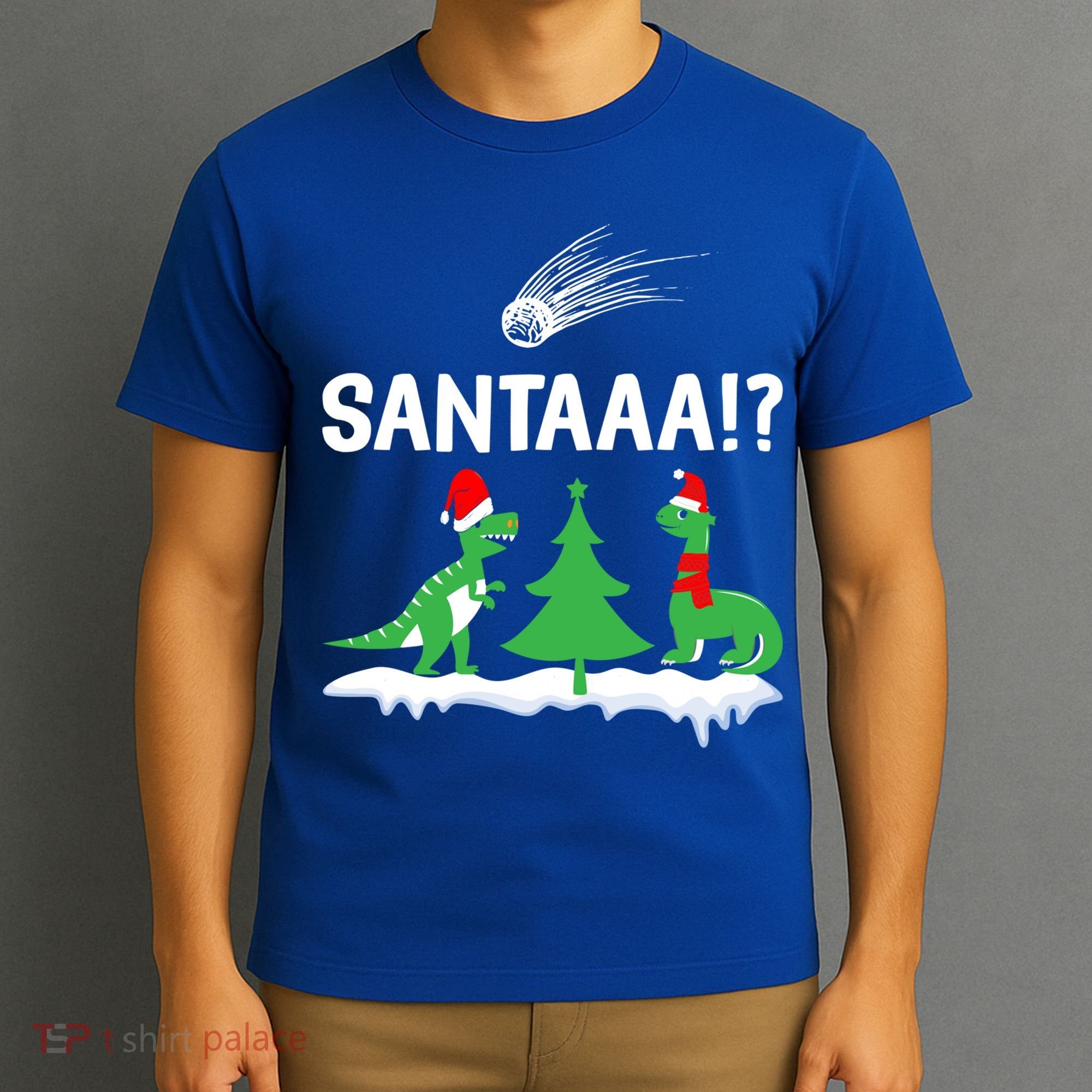 Santaa Funny Christmas Dinosaurs Meteor Xmas Humor Lover Funny Gift T-Shirt