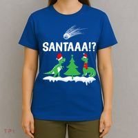Santaa Funny Christmas Dinosaurs Meteor Xmas Humor Lover Funny Gift T-Shirt thumb 4