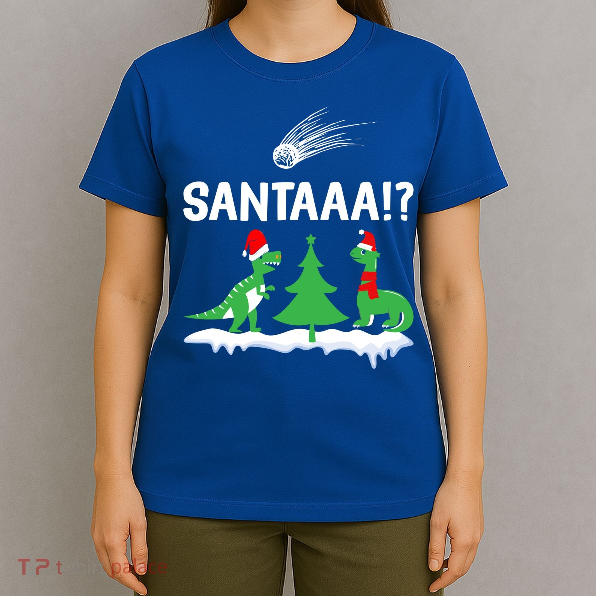 Santaa Funny Christmas Dinosaurs Meteor Xmas Humor Lover Funny Gift T-Shirt