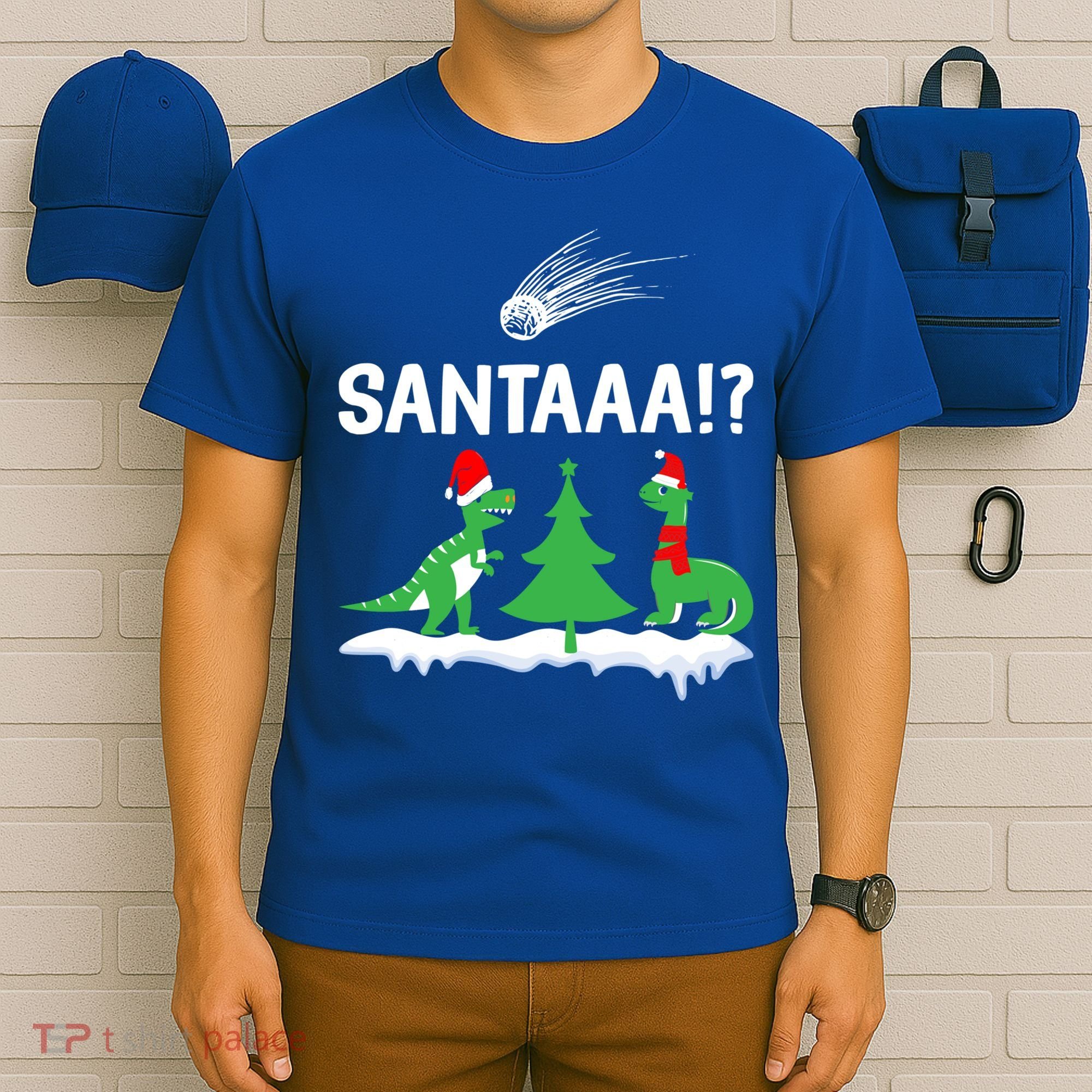 Santaa Funny Christmas Dinosaurs Meteor Xmas Humor Lover Funny Gift T-Shirt