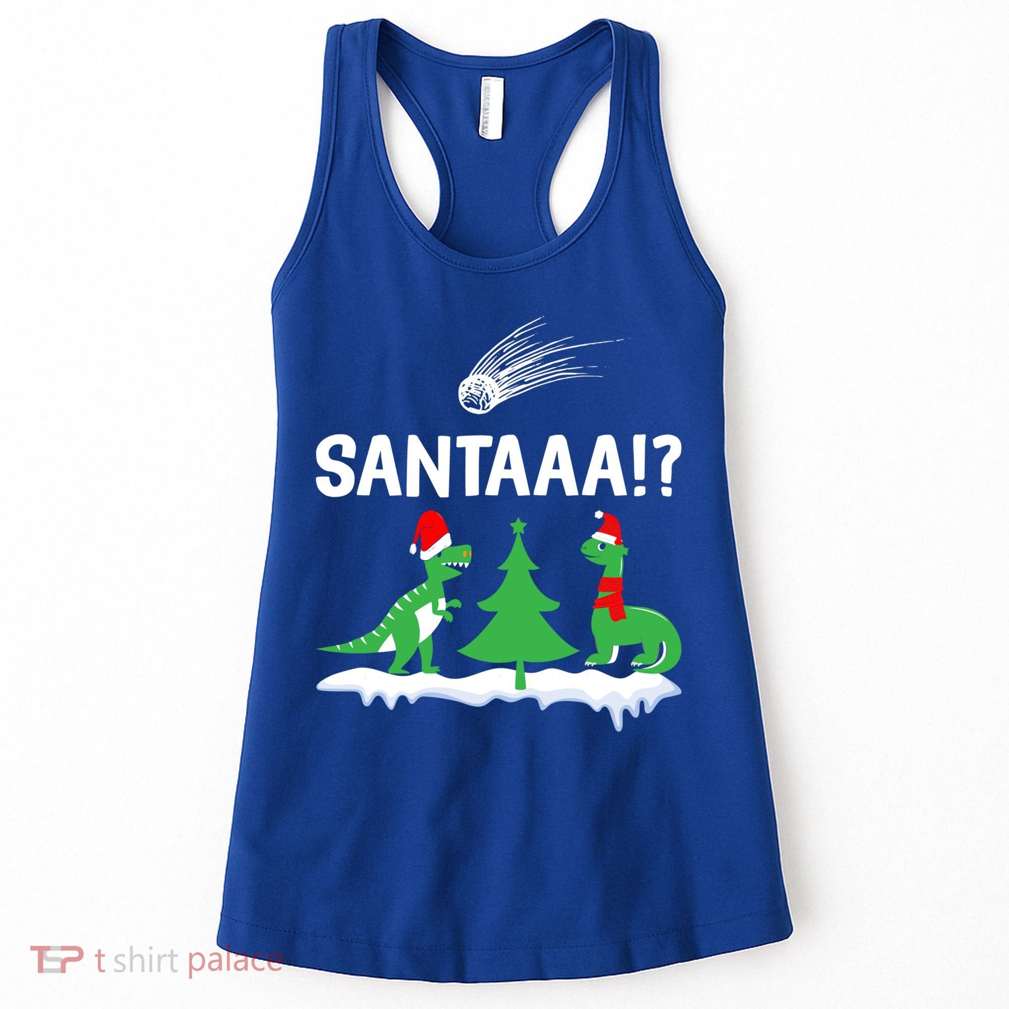 Santaa Funny Christmas Dinosaurs Meteor Xmas Humor Lover Funny Gift Women's Tank Top