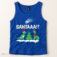 Santaa Funny Christmas Dinosaurs Meteor Xmas Humor Lover Funny Gift Tank Top thumb 2