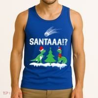 Santaa Funny Christmas Dinosaurs Meteor Xmas Humor Lover Funny Gift Tank Top thumb 3