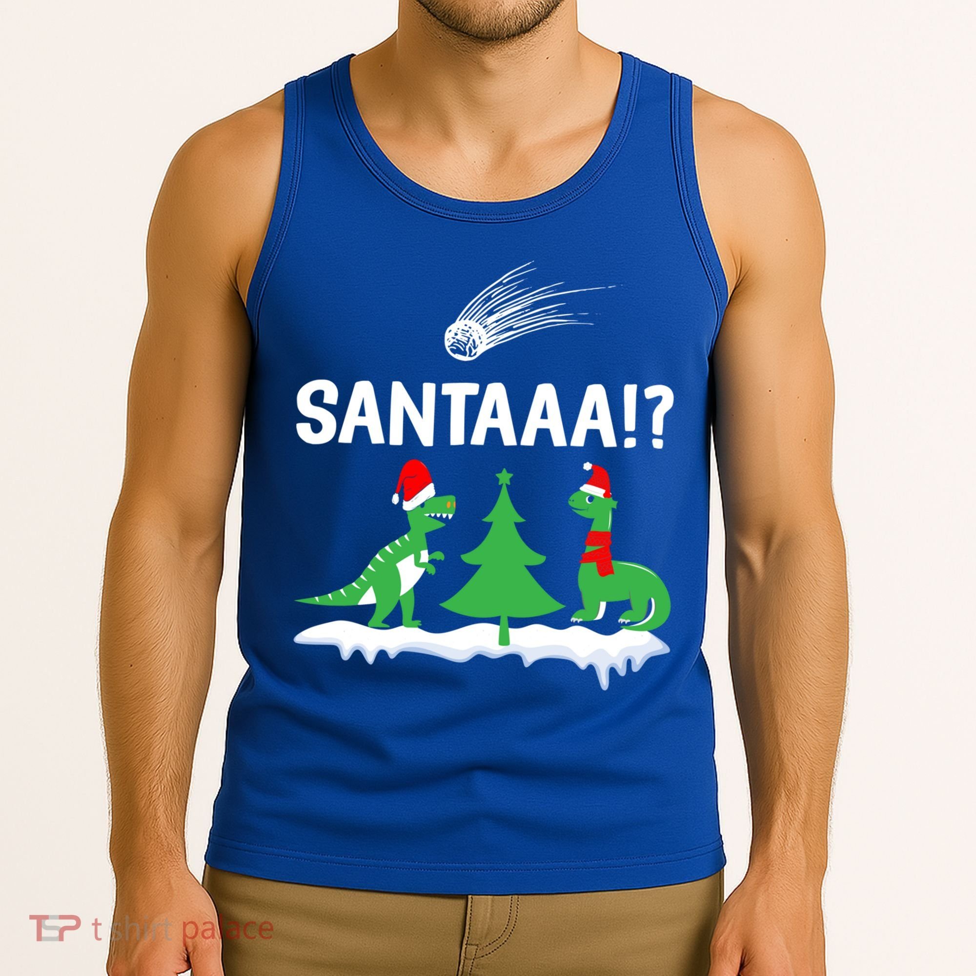Santaa Funny Christmas Dinosaurs Meteor Xmas Humor Lover Funny Gift Tank Top