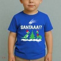 Santaa Funny Christmas Dinosaurs Meteor Xmas Humor Lover Funny Gift Toddler T-Shirt thumb 2