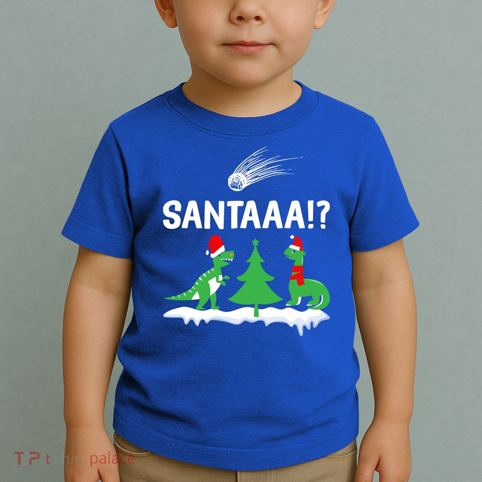 Santaa Funny Christmas Dinosaurs Meteor Xmas Humor Lover Funny Gift Toddler T-Shirt