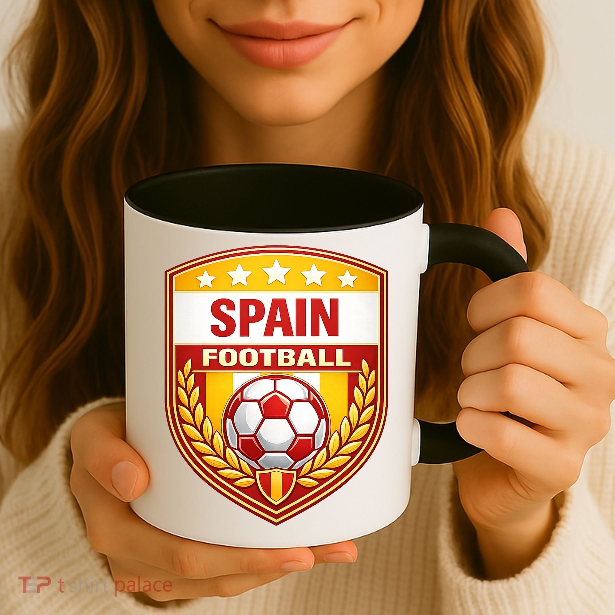 Spain Football Crest Soccer Ball Badge Shield Coffee Mug