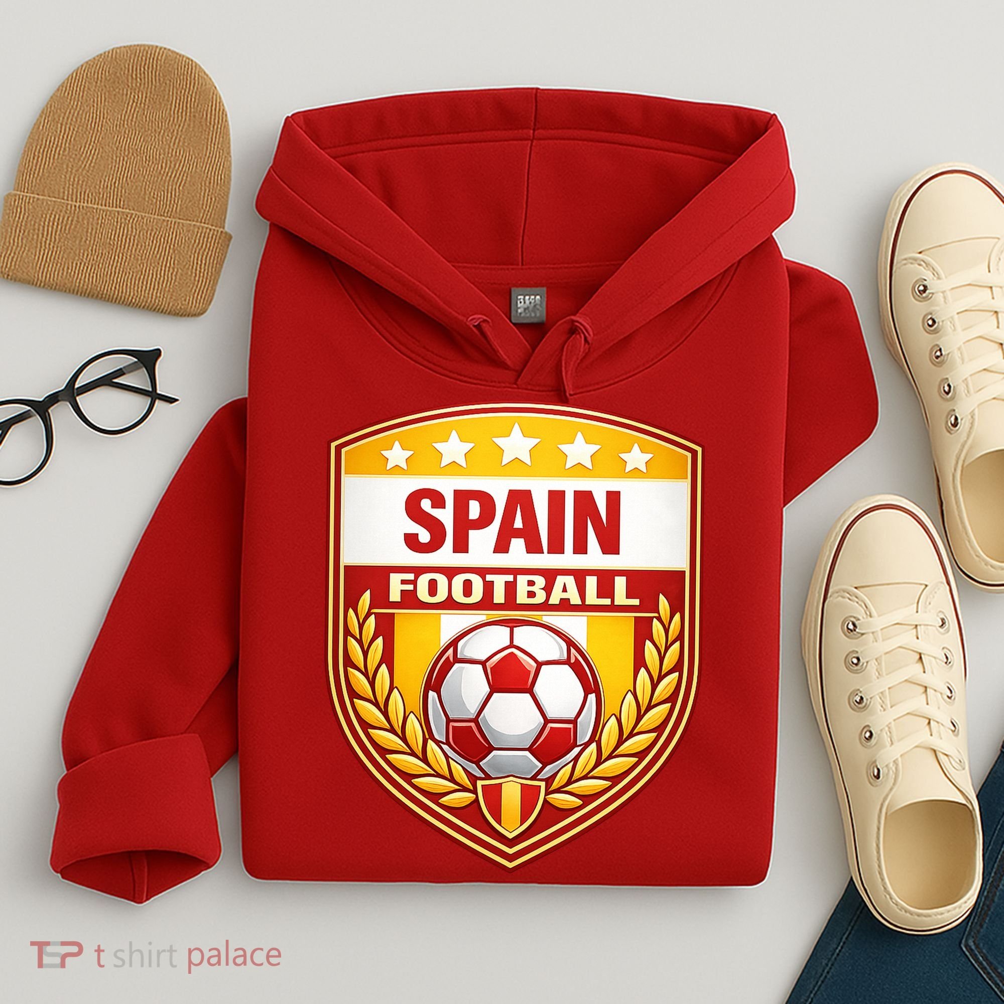 Spain Football Crest Soccer Ball Badge Shield Hoodie